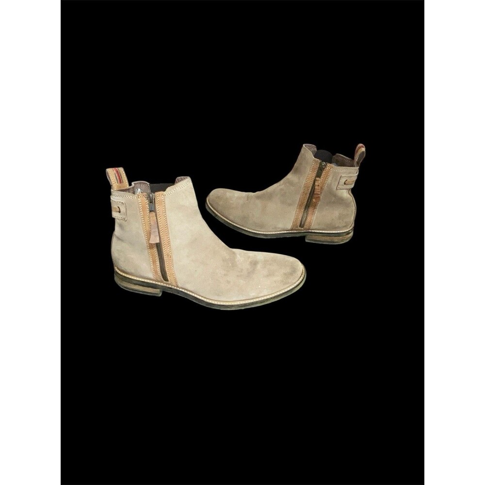 Testosterone Mens Lock Hart Chelsea Suede Leather Boots Sz 45 M Tan Zipper